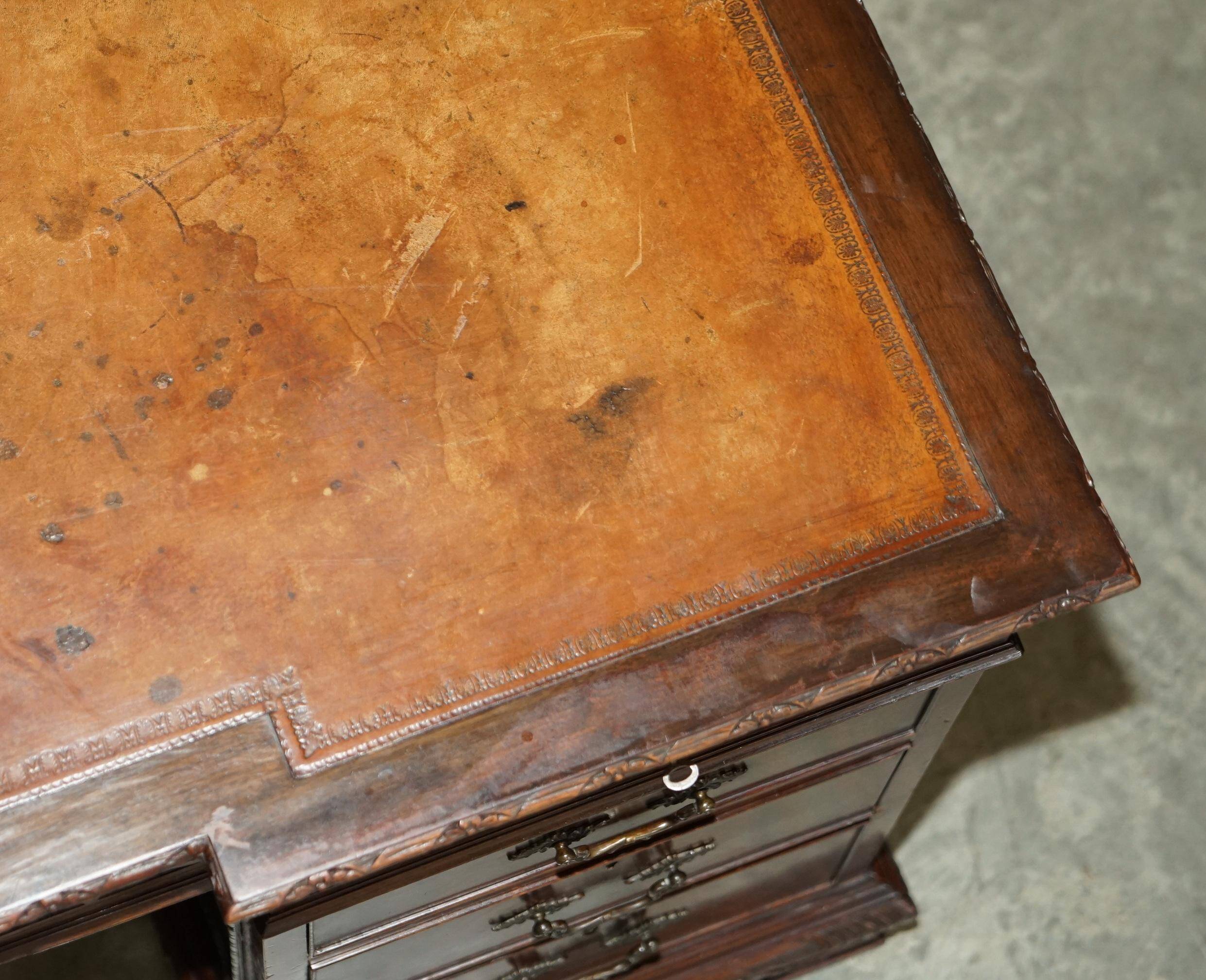 Thomas Chippendale Revival desk with a leather top