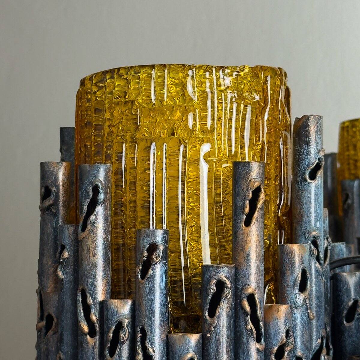 Brutalist chandelier by Marcello Fantoni for Fantoni Studio, Florence, Italy, 1960s.