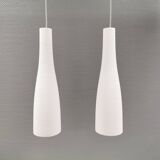 Hanging lamps in handmade/mouth-blown white Murano glass, Italy 1990s