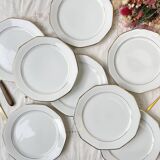 8 Assiettes plates en porcelaine Winterling Marktleuthen Bavaria blanches dorées