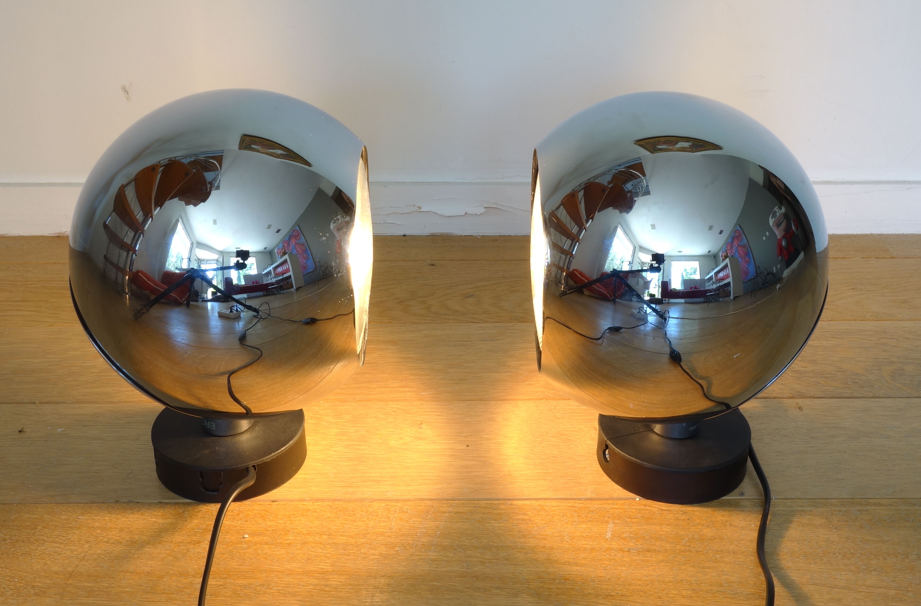 Pair of spherical table lamps circa 1970