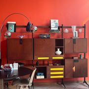 Mid-Century Modern Modular Bookcase, Wood & Metal, Italy, 1960s