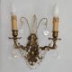 Pair of French Baroque Double Bronze Crystal Wall Lights Glass Bead Swags