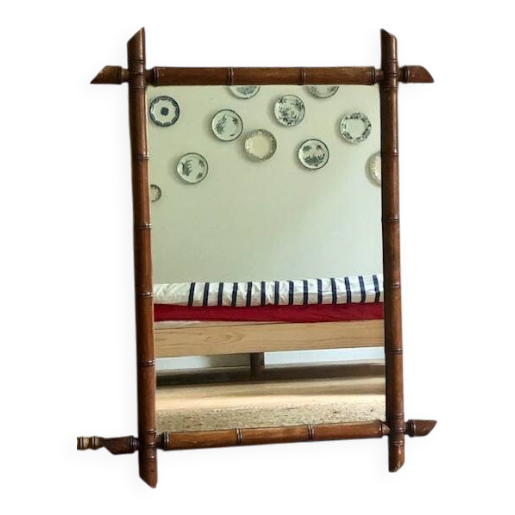 Large bamboo mirror from the 1950s