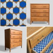 Vintage chest of drawers with compass feet, oak, original patina, 1950s