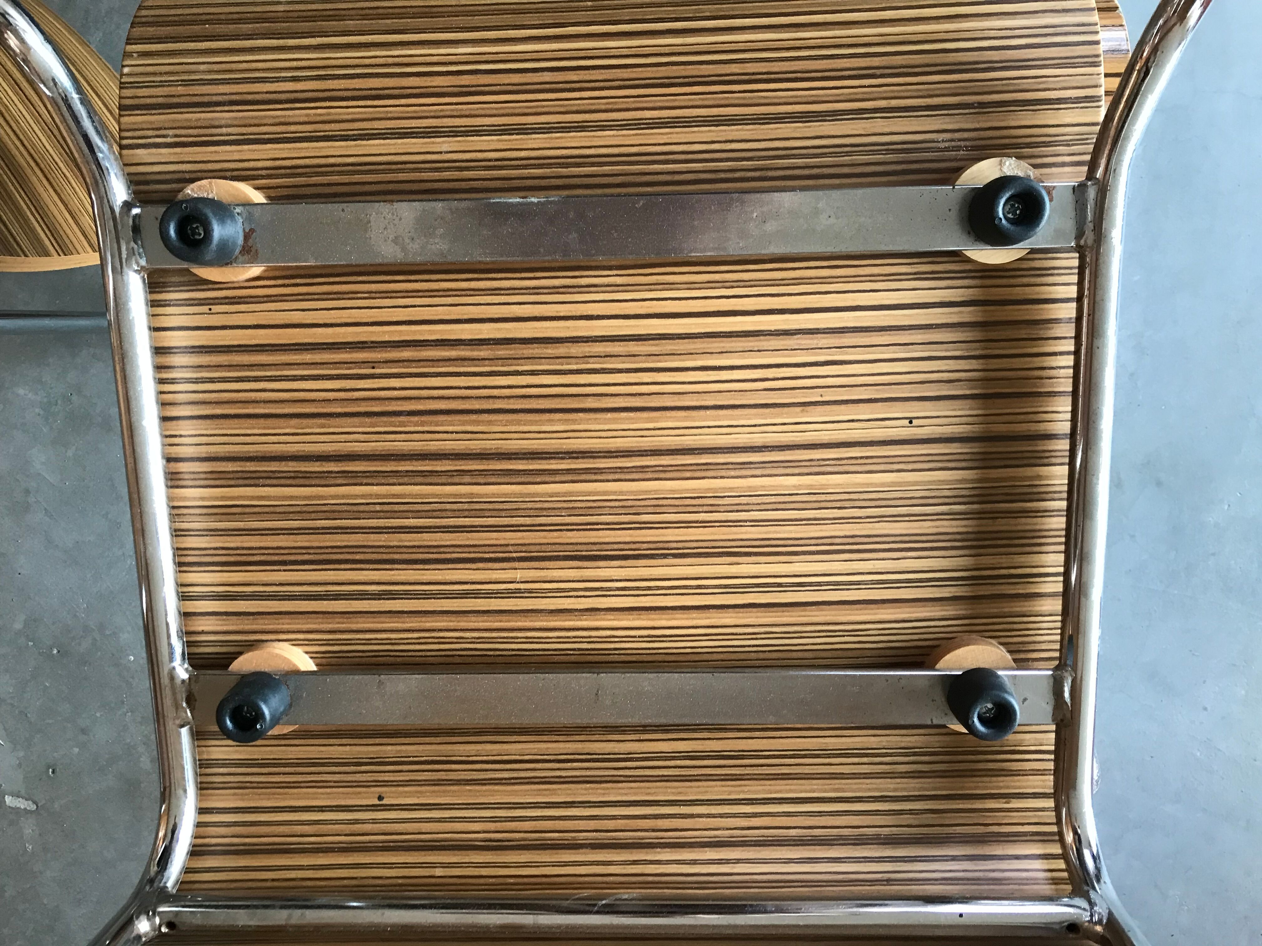 Suite of 4 zebra wooden chairs