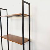 Vintage Italian modular teak and metal bookcase