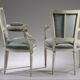 Set of 4 chairs and 2 armchairs louis xvi style in cream patinated wood