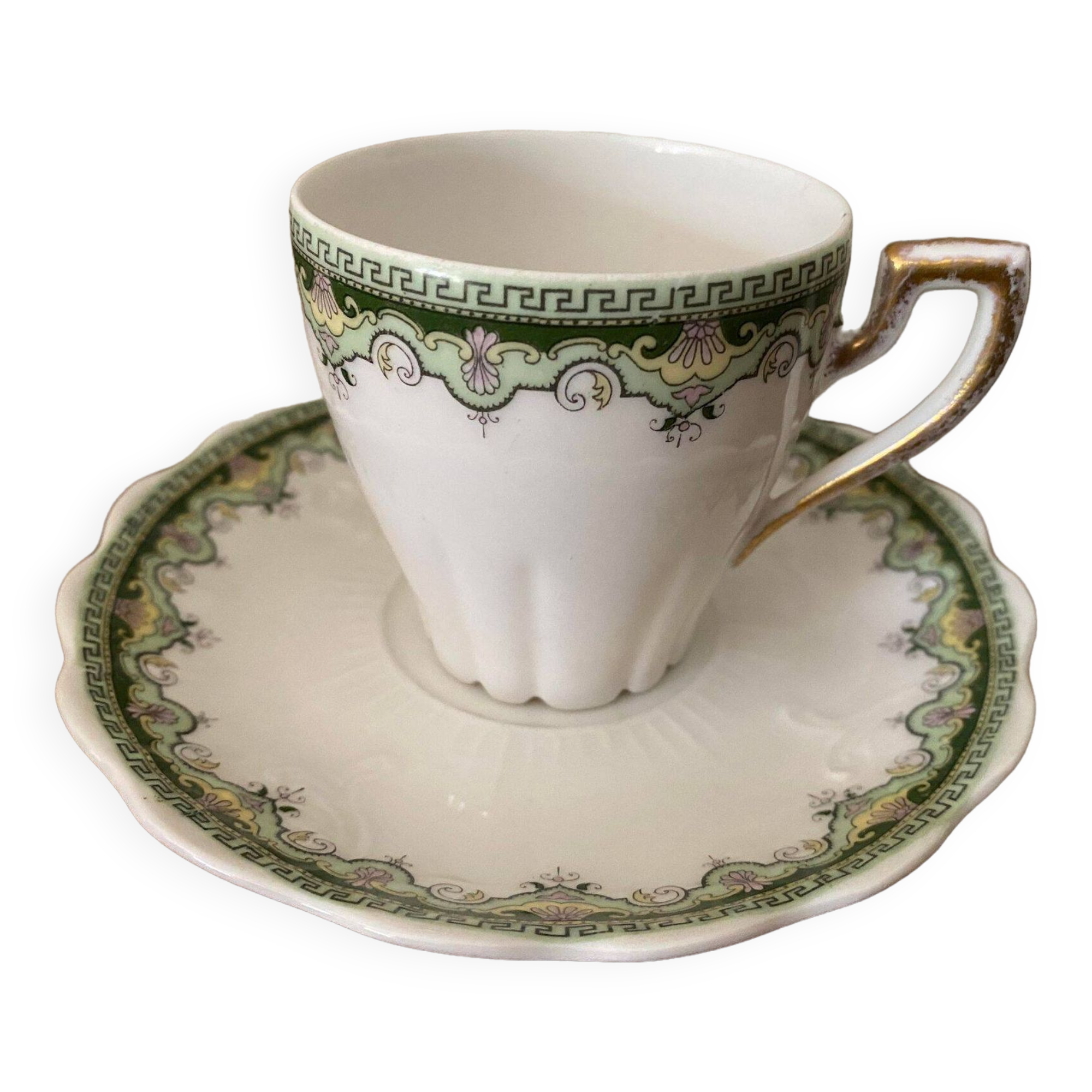 Green decorative cup Limoge porcelain
