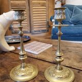 Pair of brass candle holders