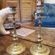 Pair of brass candle holders