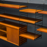 Modular Teak Wall Shelf by Nils Strinning for String, 1960s, Set of 29