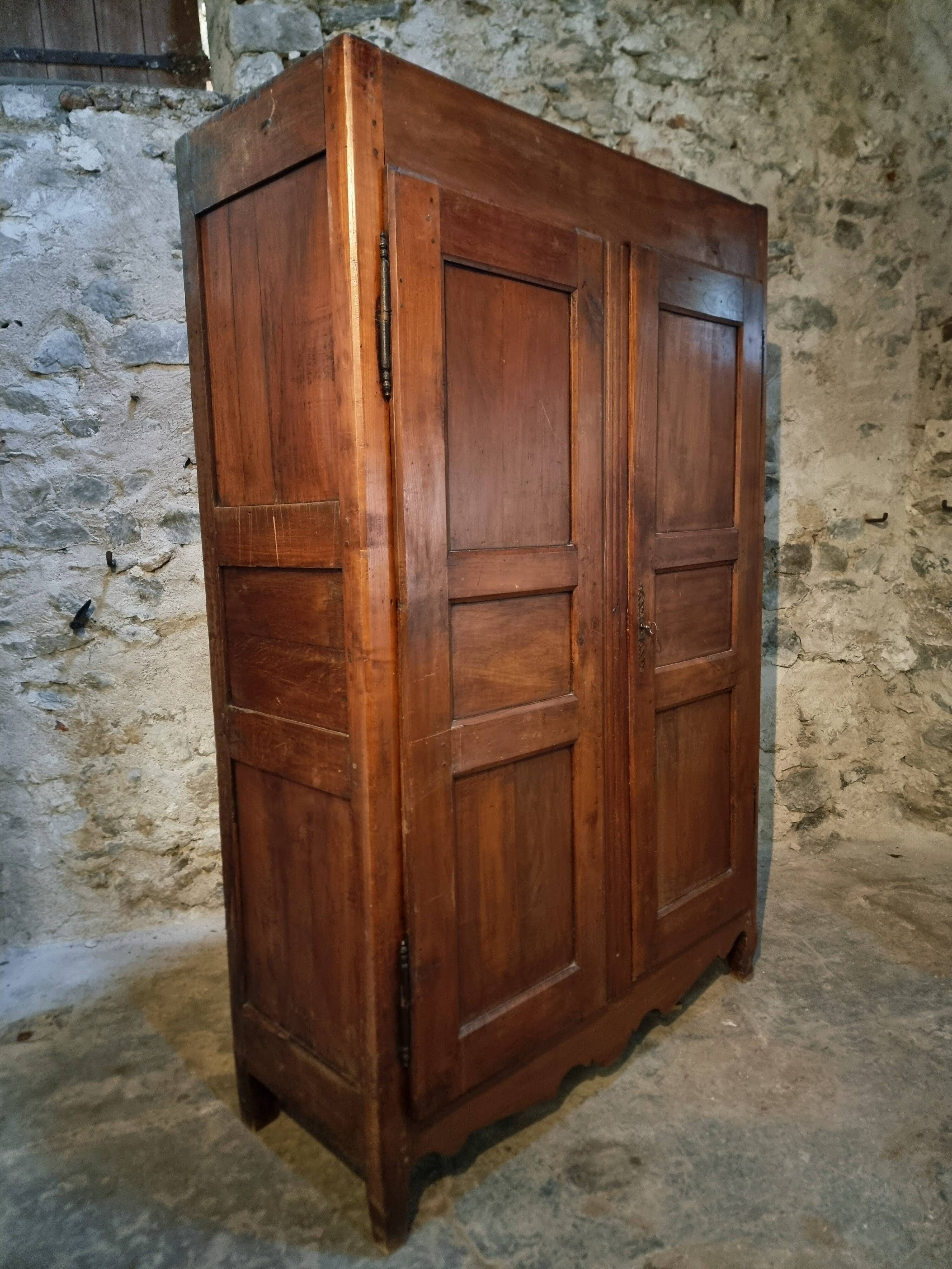 18th-century French antique cherry wood wardrobe – Rustic sideboard