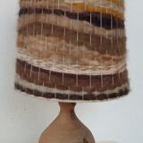 Sandstone lamp, wool lampshade, 50s/60s