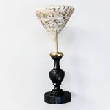Nacre cone shell Troca on a turned black wooden base, late 19th century.