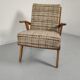 Paire de fauteuils vintage bois tissus 1960s