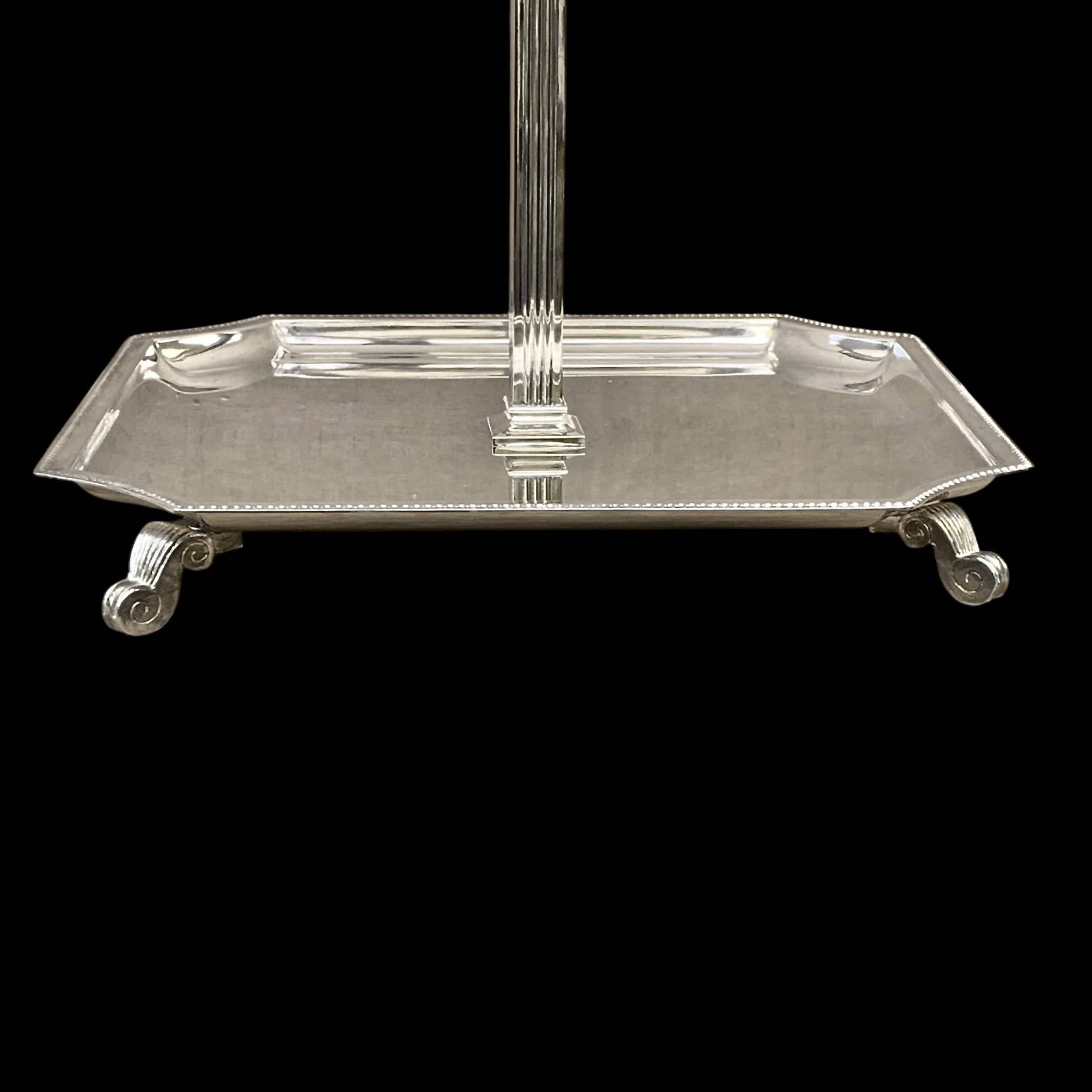 Serviteur muet à trois étages en métal argenté – élégance des années 1950