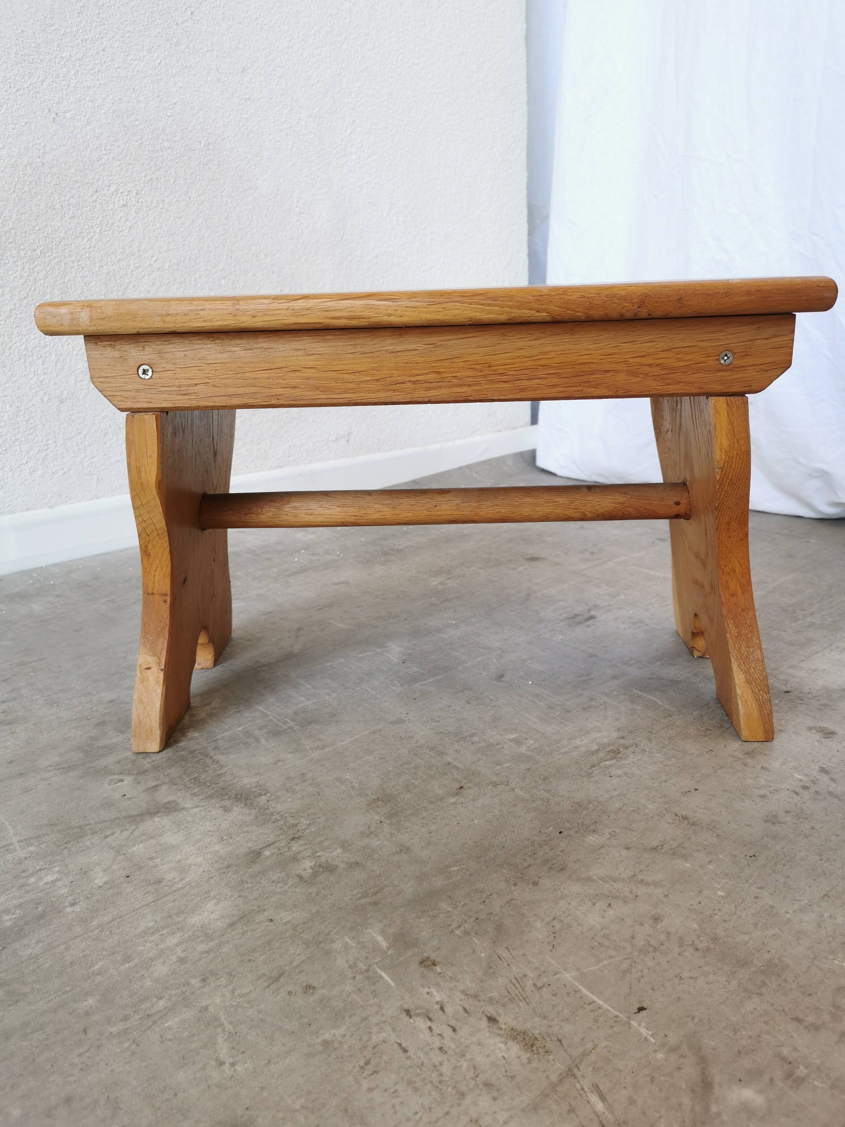 Vintage Wooden Footstool: Handcrafted Yugoslavian Pruchka, 1960s