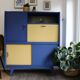 Office secretary 50s blue and yellow