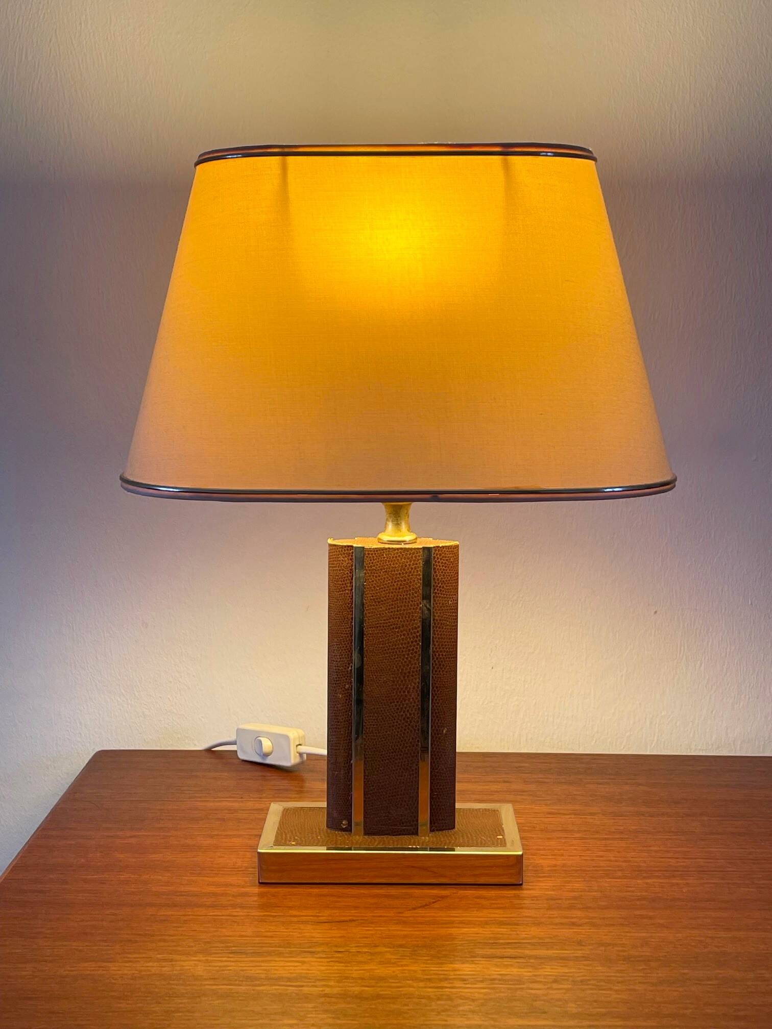 Vintage leather lamp by Robert Schuytener from the 1970s.