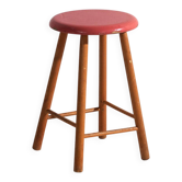 Antique wooden stool with a round seat – Central Europe, around 1950