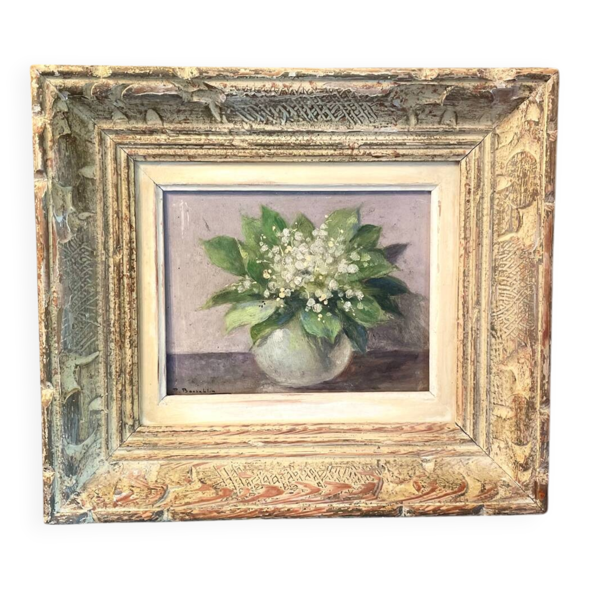Charming old painting: Bouquet of lily of the valley