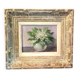 Charming old painting: Bouquet of lily of the valley