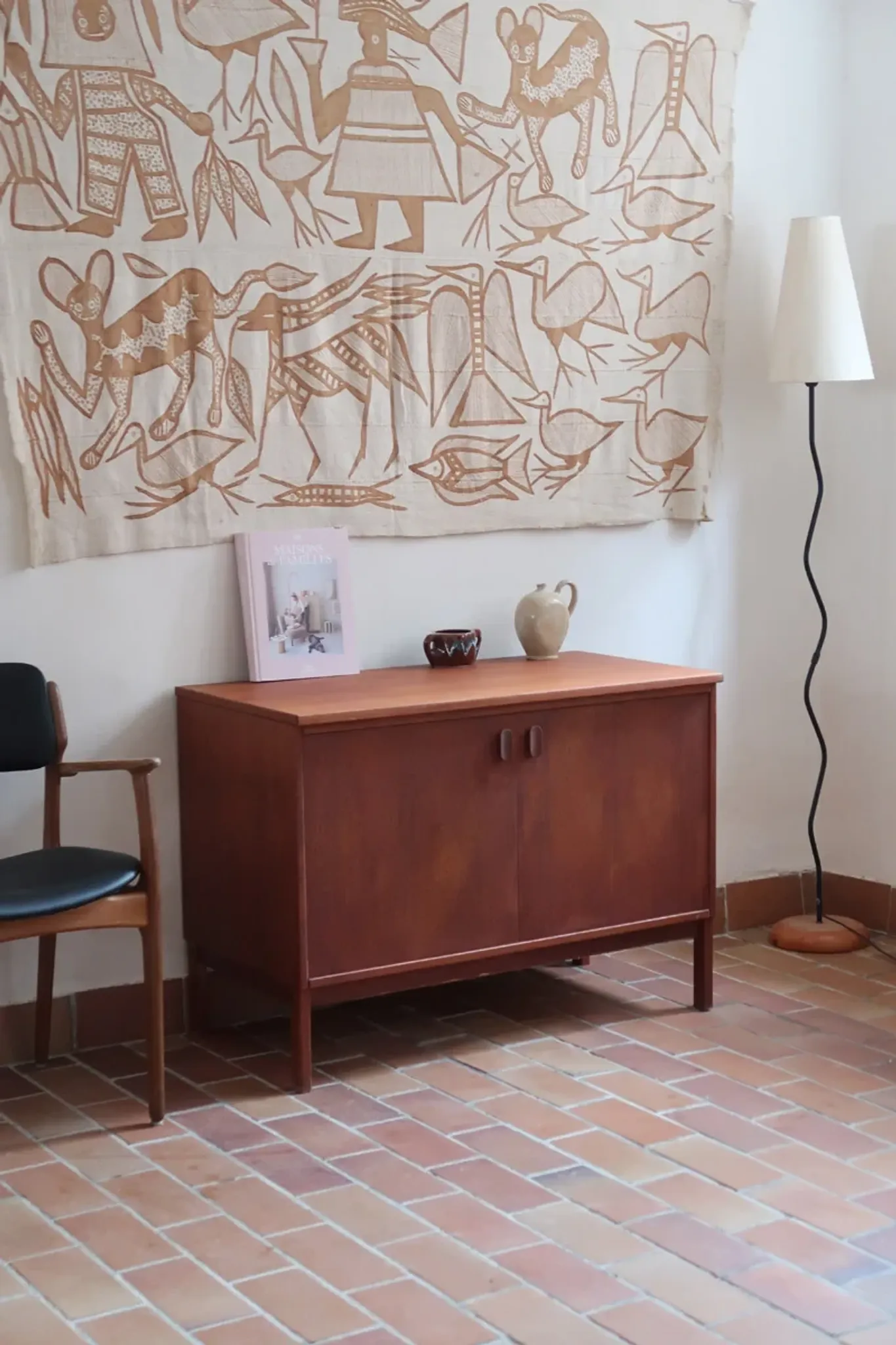 Small Ulferts teak sideboard from the 1960s with integrated handles.
