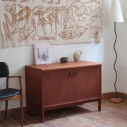 Small Ulferts teak sideboard from the 1960s with integrated handles.