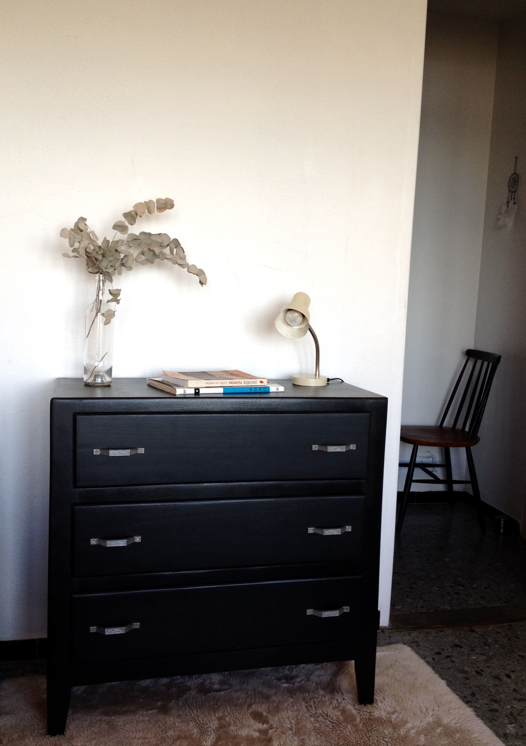 Commode vintage art déco noire