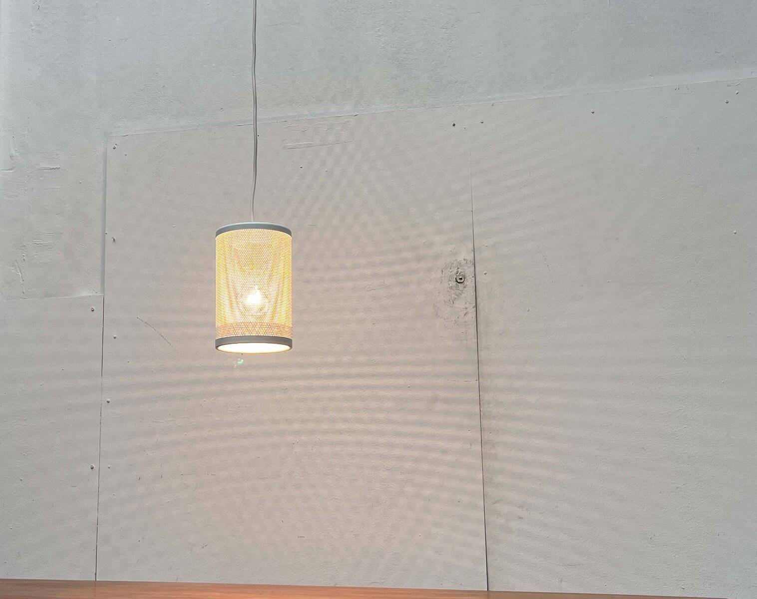 Minimalist perforated metal pendant lamp by Orno, Finland.