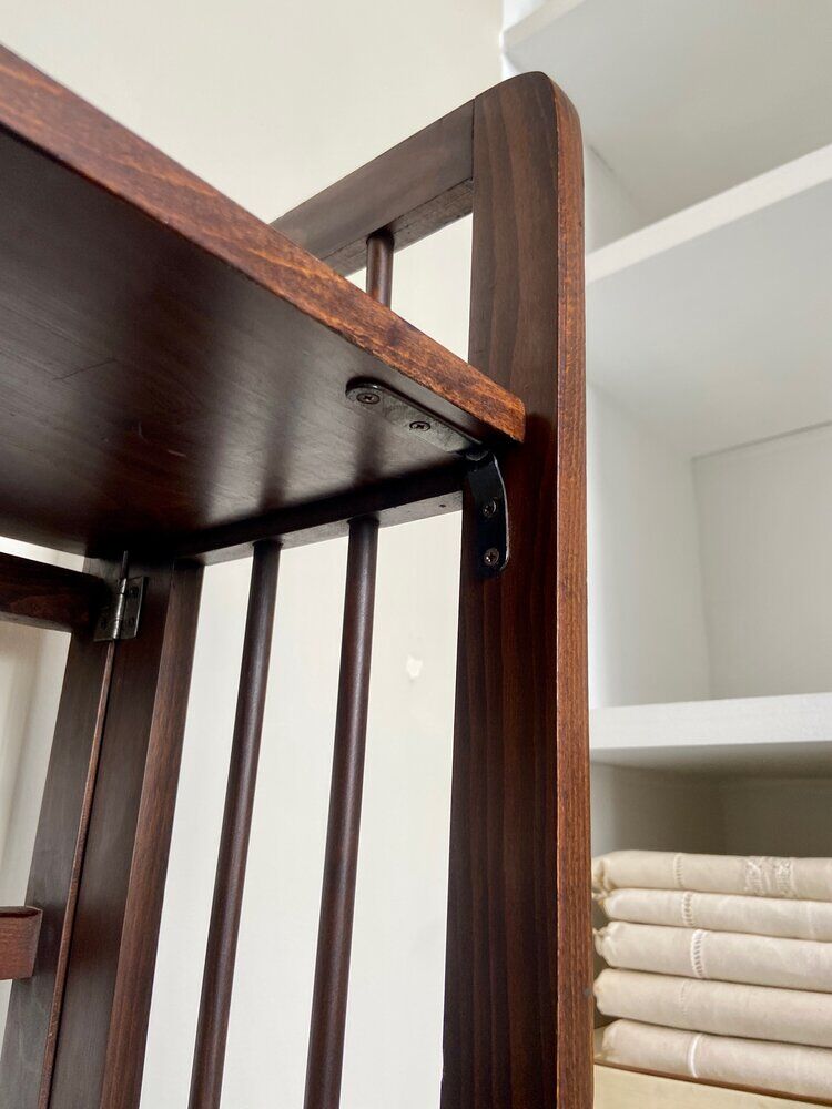 Dark wood folding bookcase 4 shelves