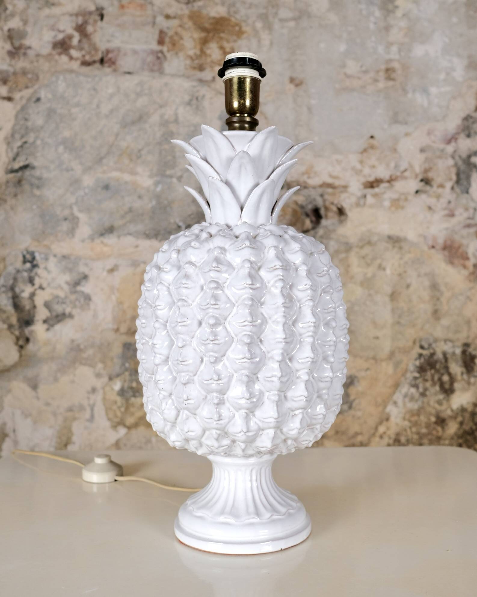 Large ceramic pineapple lamp base, Italy, 1980s
