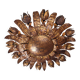 Large mid-century sunburst ceiling lamp, gilded metal with floral motif, 1950s