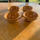 4 bowls in eared stoneware, vintage Gien France sandstone