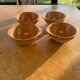 4 bowls in eared stoneware, vintage Gien France sandstone