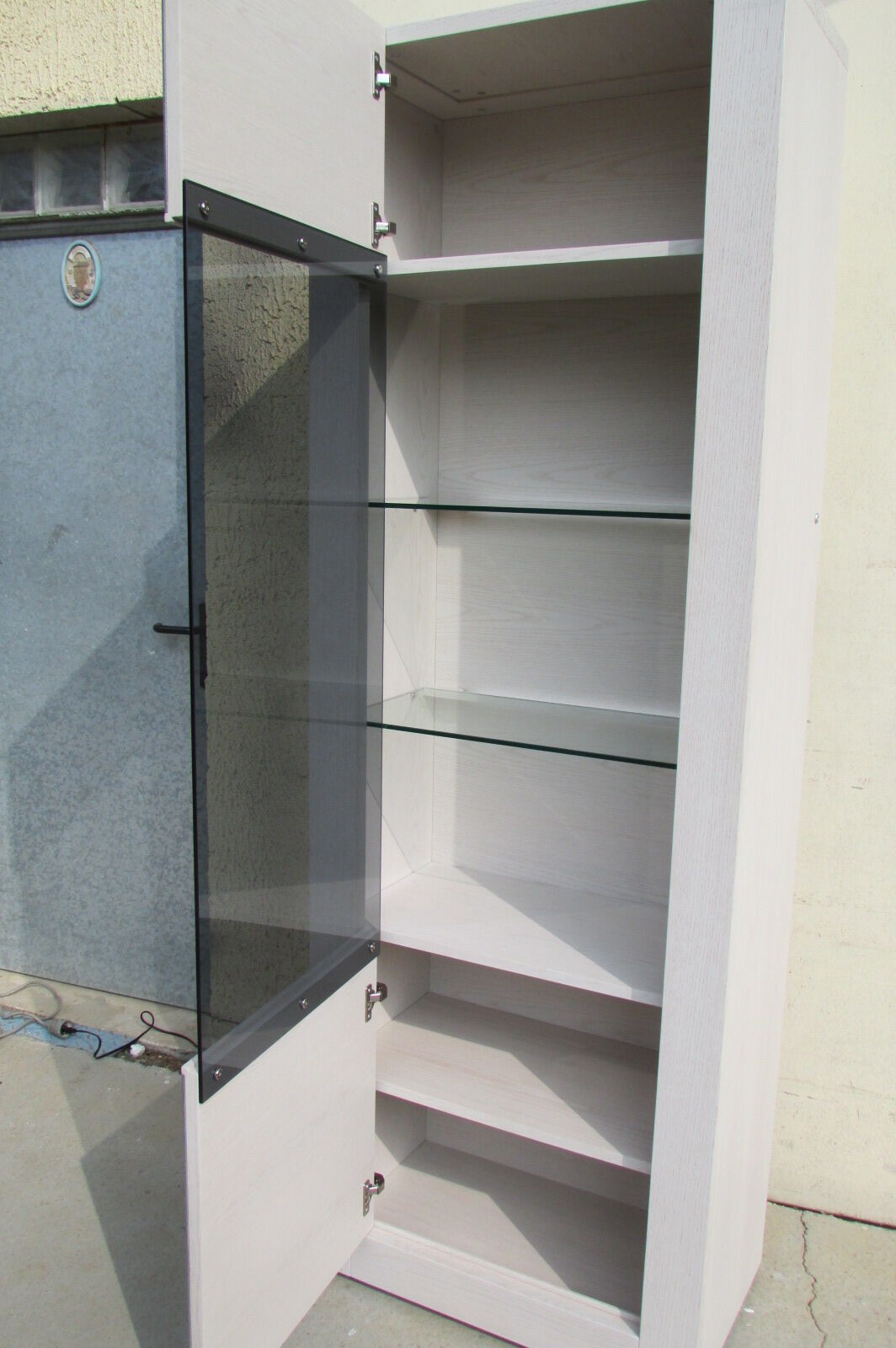 Backlit display case, oak and ceramic, very trendy