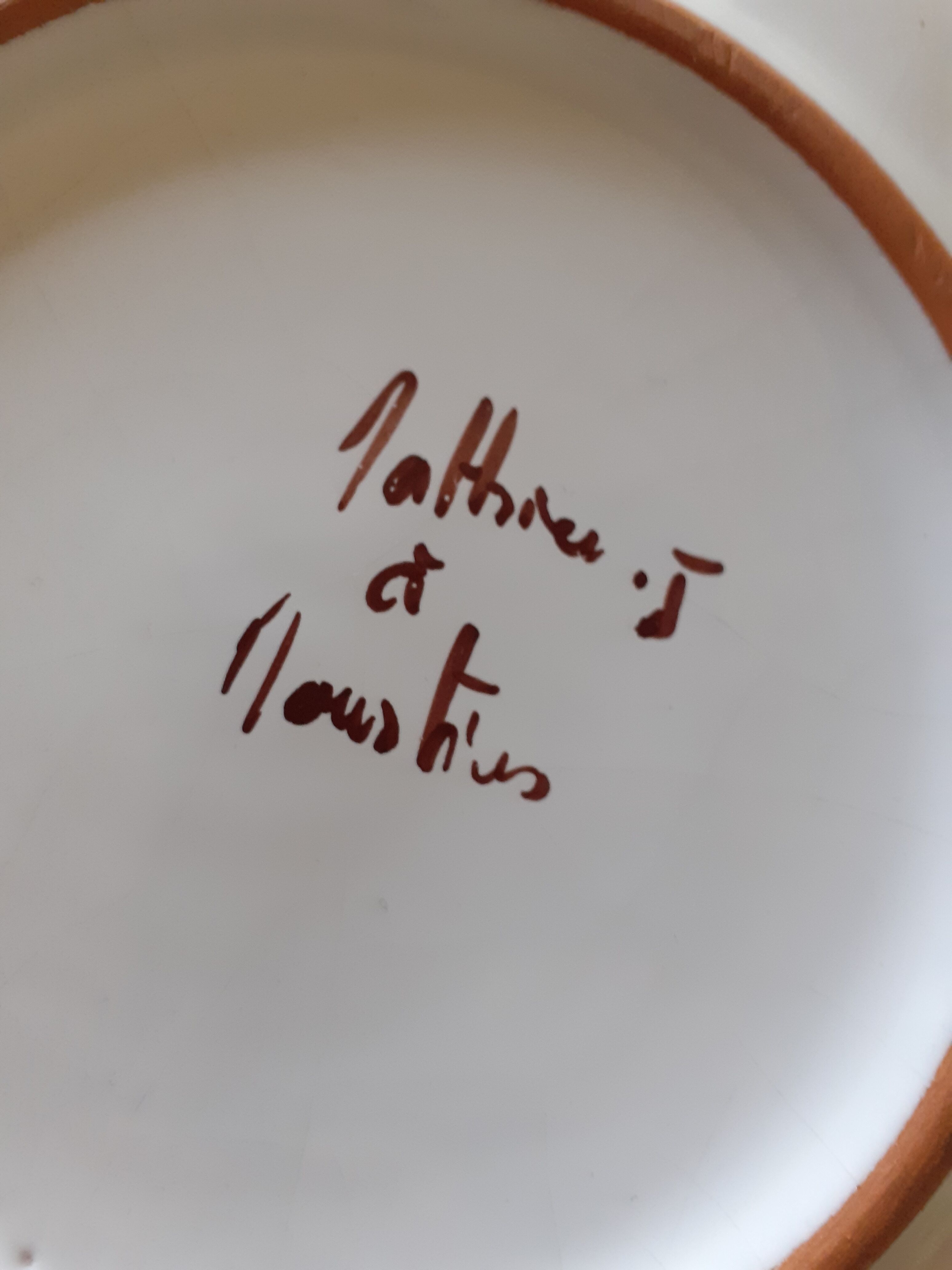 Decorative plate in moustiers earthenware