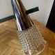 Vintage chandelier in chrome metal, steel and molded glass -3 branches