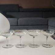 Lot of 4 Art Deco champagne coupes / Verreries de Doyen. Half crystal.