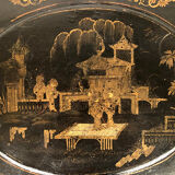 Worker Napoleon III, black lacquered wood with Asian decoration painted gold