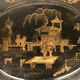 Worker Napoleon III, black lacquered wood with Asian decoration painted gold