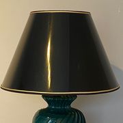 Green lacquered porcelain table lamp, Italy 70s