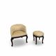 An antique Italian bar chair and a matching tufted vanity stool.