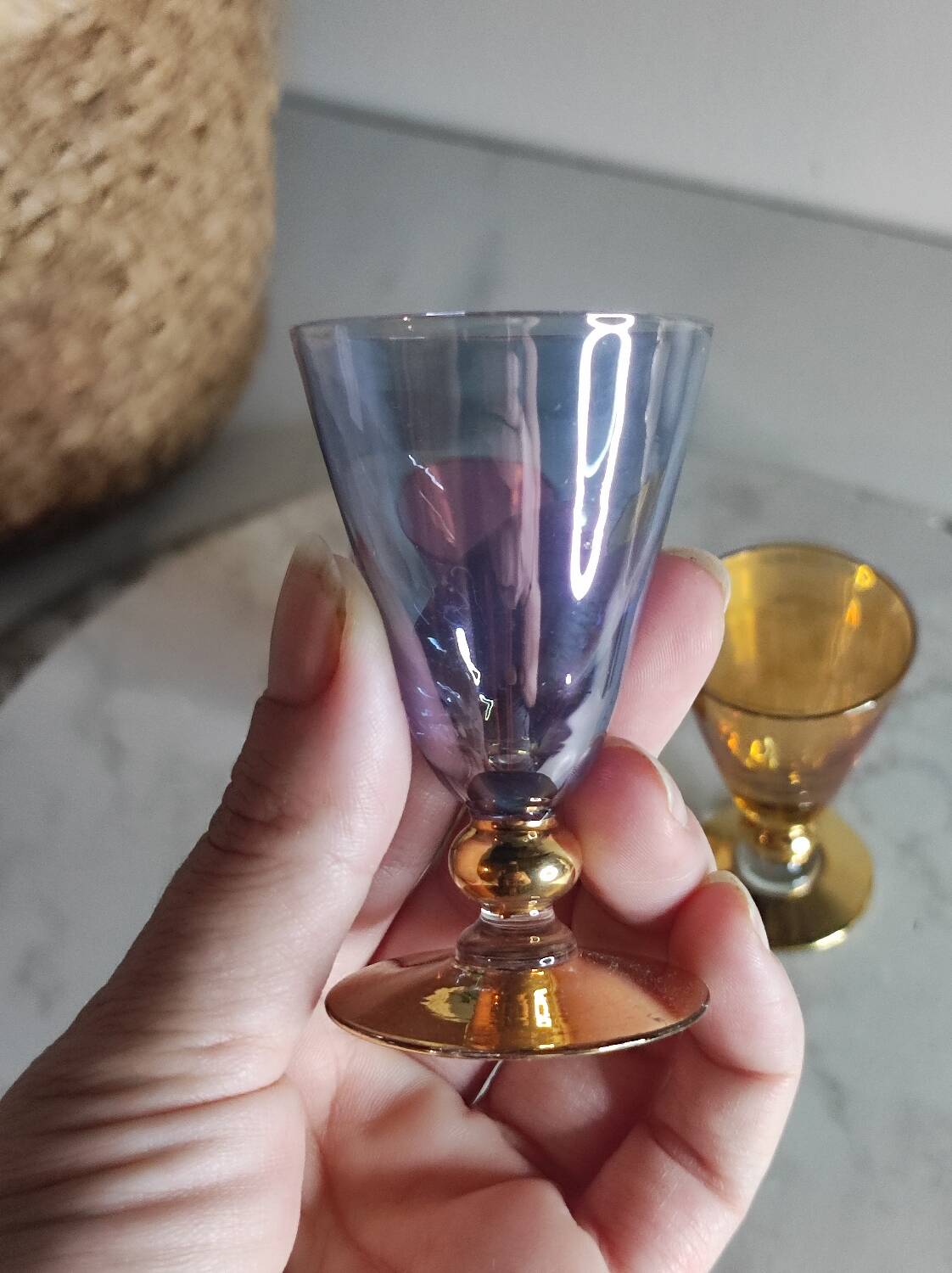 Harlequin blown crystal glasses