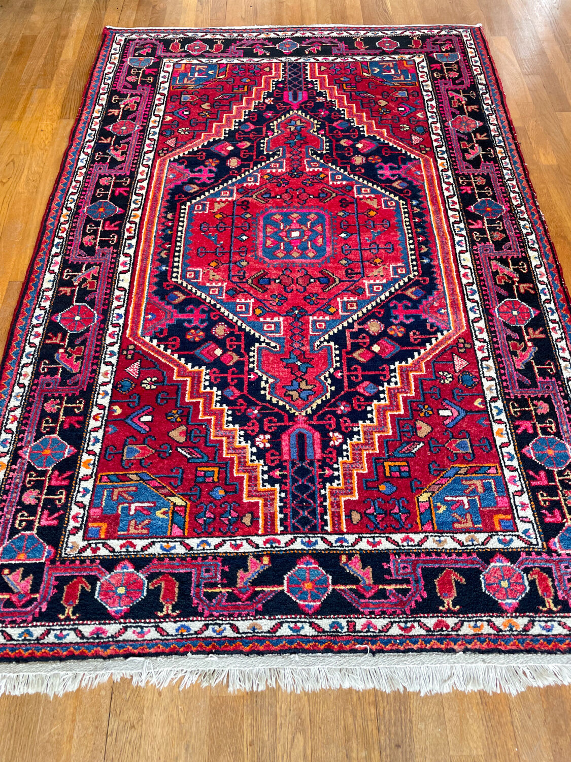 Burgundy Persian rugs pink and midnight blue
