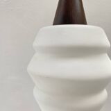 Teak and opaline pendant light from the 60s by Louis Kalff for Philips