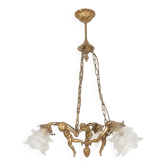 Bronze cherub chandelier from the 1970s.