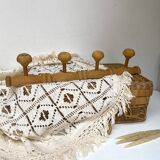 Vintage wooden wall coat rack 4 hooks