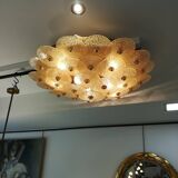 Large Murano gold glass disc ceiling light
